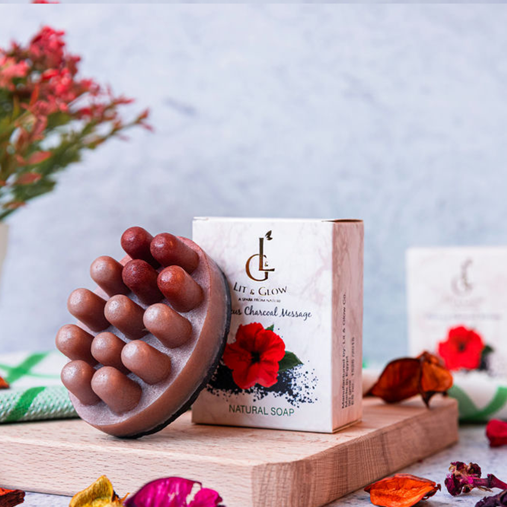 Hibiscus Charcoal Natural Soap Message 90 Gm